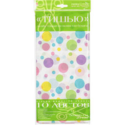 Бумага Тишью с орнаментом, 10 листов/наб, Горошек разноцветный 2-145/13