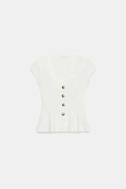 TOP PEPLUM BOTONES / Blanco roto - Zara фото 7
