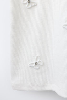 RIBBED T-SHIRT WITH JEWEL APPLIQU_ - Zara фото 4