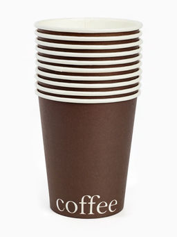 Стаканы одноразовые бумажные для кофе, цвет шоколад, 10 шт., 250 мл