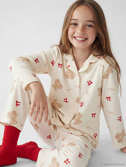 G?mlek Yaka K?z ?ocuk Pijama Tak?m?