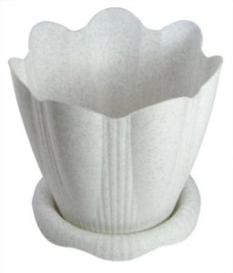 Цена за 4 шт. Горшок для цветов пластиковый 0,65л d-12см "Эдельвейс" с поддоном мраморный С190М