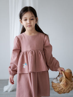 Платье хлопковое сухая роза, розовый - Lesi kids фото 7