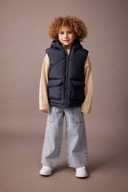 Пуховик с капюшоном на флисовой подкладке для мальчика - Defacto фото 2