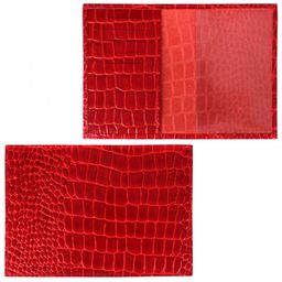 Обложка для паспорта Croco-П-405 (5 кред карт) натуральная кожа красный крокодил (203) 213720