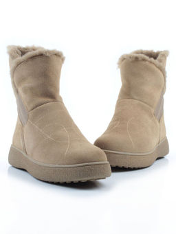 04-PAL272-5Z GREEN/SANDY Ботинки зимние женские (натуральная замша, 100% шерсть, натуральный мех)