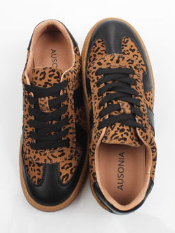 03-YH503-1 BLACK/LEOPARD Кроссовки женские (натуральная кожа, натуральная замша) - Фабричный китай фото 12