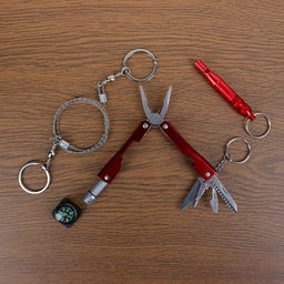 Набор для выживания 6 в 1: свисток, компас, цепь, карта выжив, кремень, универсальный нож - Мастер к фото 4