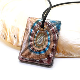 Прямоугольный кулон из муранского стекла 35*45мм цв.голубой - Радуга камня фото 4