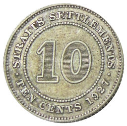10 центов 1927 года Стрейтс Сетлментс