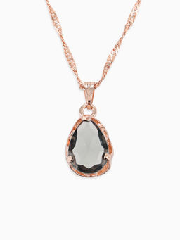 Гарнитур 3 предмета: серьги, кулон, кольцо безразмерное Эдель капля, цвет серый в золоте, 45 см