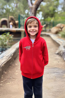 K?rm?z? Erkek Cocuk Bask?l? Kapusonlu Fermuarl? Orme H?rka TKDAW25HI00003