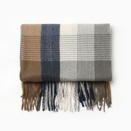 Шарф зимний с кистями MINAKU 65*180 + 8 см клетка  фото 3