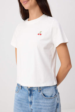 Ekru Nak__l_ Regular/Normal Kal_p K_sa Kollu %100 Pamuk _rme T-Shirt TWOSS26TS00124 - Trendyolmilla фото 3