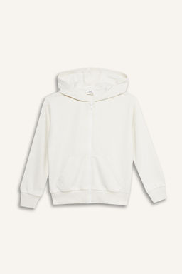 Regular F_t Basic Kap__onlu Fermuarl_ Sweatshirt K_z _ocuk - Defacto фото 6