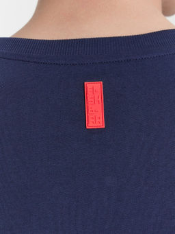 Футболка мужская оверсайз синяя с принтом