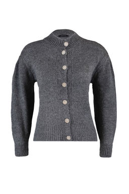 Antrasit Yumusak Dokulu Mucevher Dugmeli Ceket Gorunumlu Triko H?rka TWOAW21HI0034