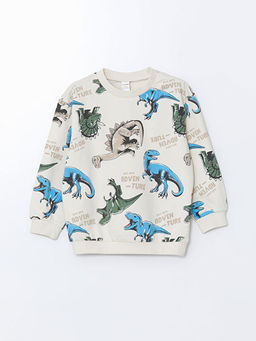 Bisiklet Yaka Bask?l? Erkek ?ocuk Sweatshirt ve E?ofman Alt 2li