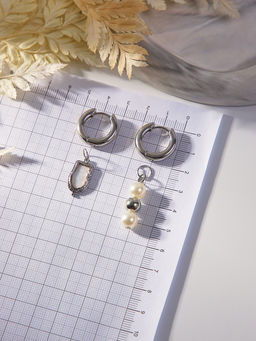 Серьги со съёмным элементом Трансформер бусины жемчуга, цвет белый в серебре