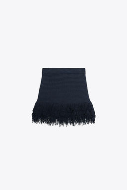 FRINGED CHECK KNIT SKIRT - Zara фото 3