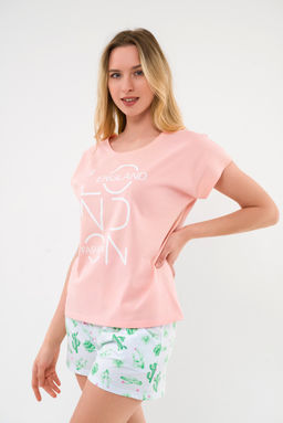 Пижама женская из футболки и шорт из кулирки Алиса розовый - Амадэль фото 6