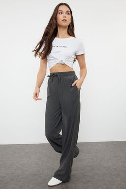 TRENDYOLMILLA Premium Antrasit Wide Leg Esnek Orme Pantolon TWOSS24PL00054 фото 2