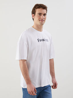 Bisiklet Yaka K?sa Kollu Bask?l? Penye Erkek Ti??rt