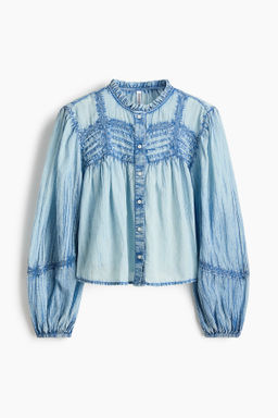 Blusa de algod?n efecto denim