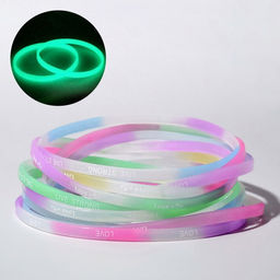 Силиконовый браслет Светоотражающий романтика, набор 10 шт, цвет МИКС, 6см