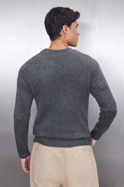 TRENDYOL MAN Antrasit Slim Fit Bisiklet Yaka Sac Orgu Triko Kazak TMNAW25KZ00012 - Trendyolmilla фото 7