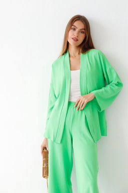 9359 Костюм из кимоно и брюк-палаццо салатовый
