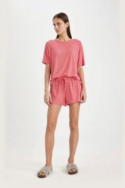 Fall in Love Pijama Tak?m? Ribana K?sa Kollu Ust Beli Lastikli Sort Alt