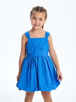 Kare Yaka Ask?l? K?z Bebek Poplin Elbise