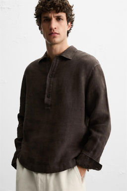 100% LINEN POLO SHIRT - Zara фото 6