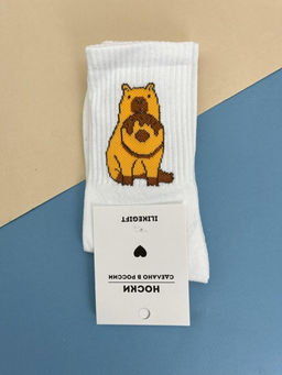Носки Capybara donut, белый, мужские/женские р. 35-40