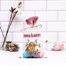 Цена за 50 шт. Пакет подарочный «Церковь с голубями», 20×35 см, 25 мкм