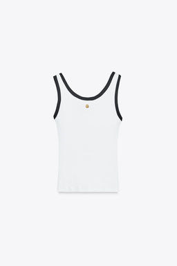 ZARA TOP WITH CONTRAST TRIMS AND BROOCH  фото 7
