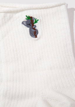 Koala Islemeli Ekru Soket Corap - Mavi фото 2