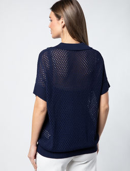 VILATTE / Джемпер-поло из гладкой вискозы с лиоцеллом  фото 3