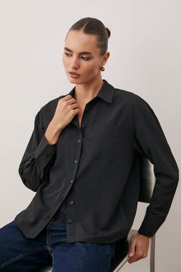 TRENDYOLMILLA Beyaz Tek Cepli Boyfriend/Genis Kal?p Pamuklu Dokuma Gomlek TWOAW20GO0115 фото 68