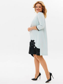 Платье с аппликацией из экокожи А-силуэта - Almond фото 4