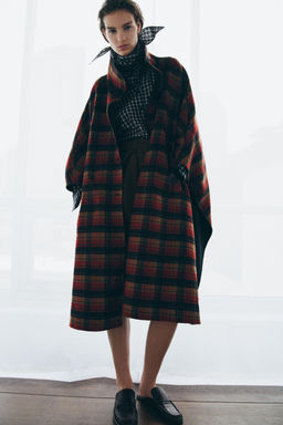 ZW COLLECTION LIMITED EDITION WOOL BLEND CHECK CAPE