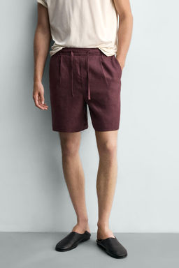 BERMUDA RELAXED FIT 100% LINO / Burdeos - Zara фото 2