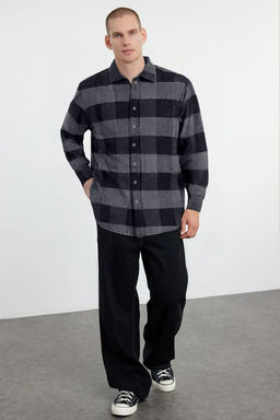 TRENDYOL MAN Siyah Regular Fit K?sl?k Kareli Oduncu Gomlek TMNAW25GO00014 - Trendyolmilla фото 4