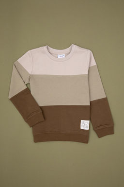 Erkek _ocuk Haki Basic Bisiklet Yaka Sweatshirt