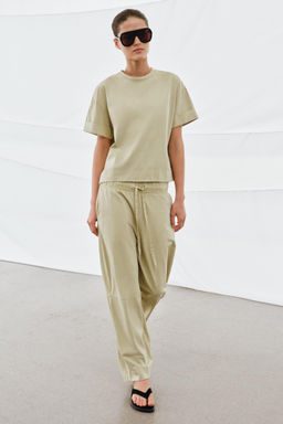 PANTAL?N HEAVY COTTON WIDE LEG / Verde claro