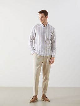 Regular Fit Uzun Kollu ?izgili Erkek G?mlek