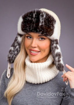 Ушанка норка трикотаж долматин