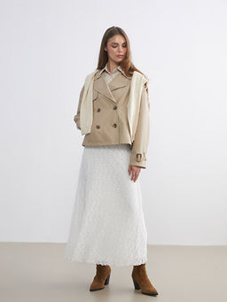 Beli Lastikli Ajurlu Dantelli Etek