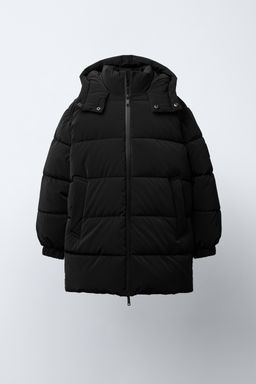LONG PUFFER COAT WITH LABEL